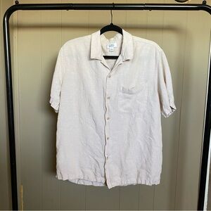 croft & barrow Light Beige pink Short-Sleeve Button-Down Shirt linen blend